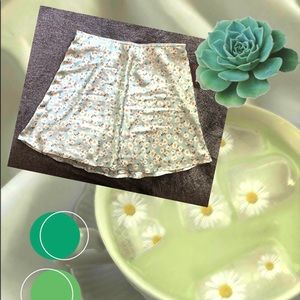 Mint Green Daisy Silk Skirt